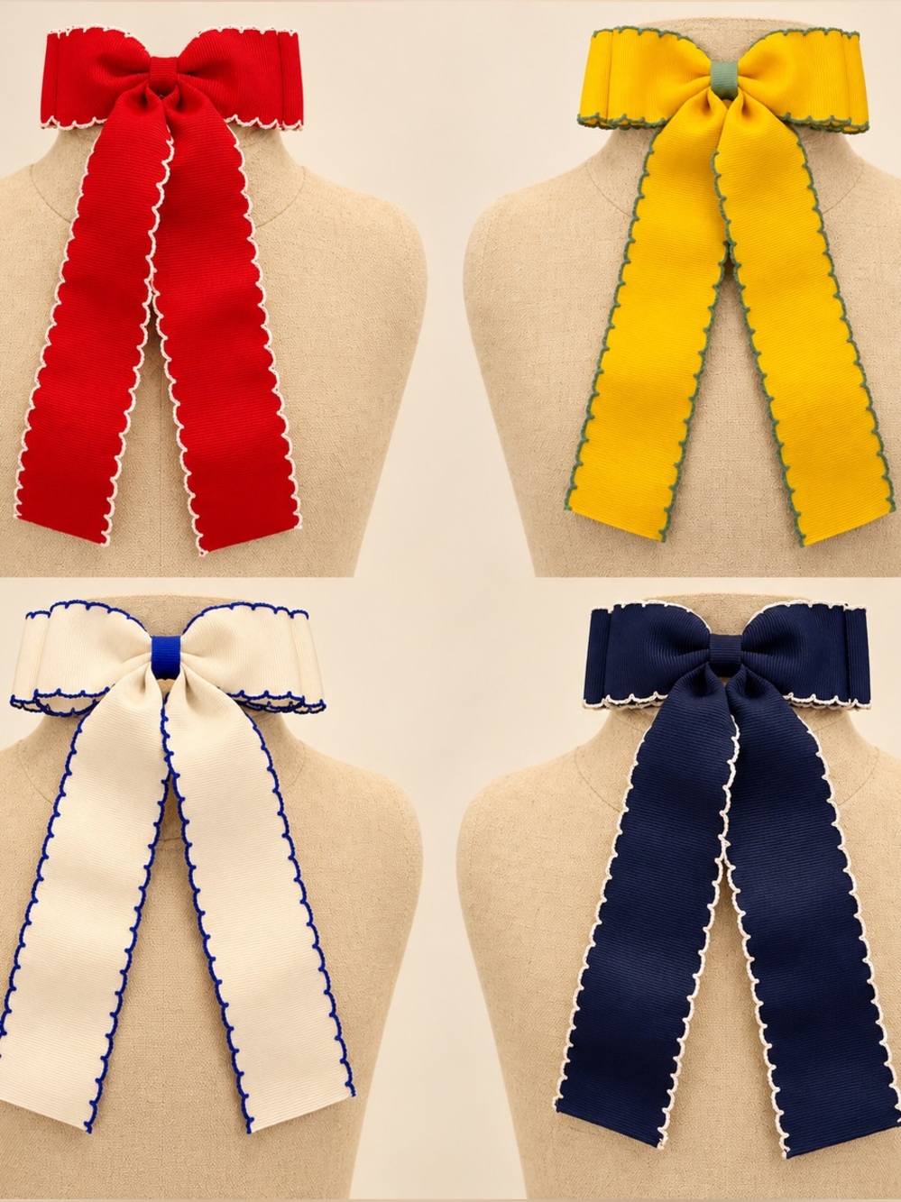 Kids Grosgrain Bows - Red, Yellow, Cream & Navy New